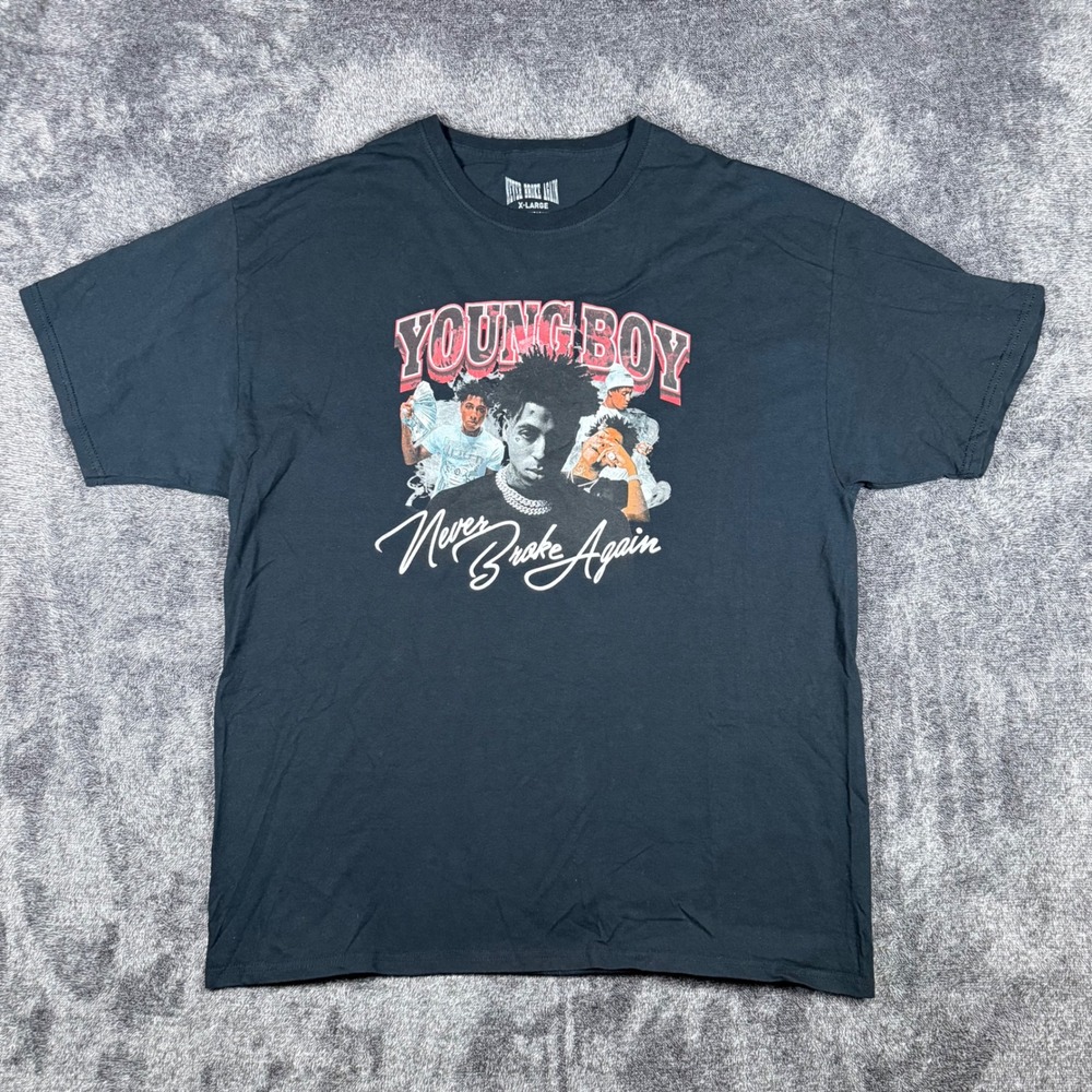 Never Broke Again YoungBoy Graphic T-Shirt Mens XL Black NBA Streetwear Tee
